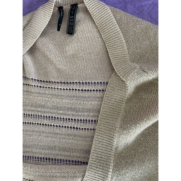 GUESS Vesper High Low Stripe Sweater Pullover Knit Top Metallic Rose Gold XS - Picture 8 of 16